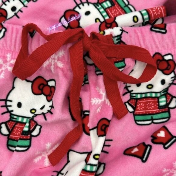 BRAND NEW Hello Kitty Winter‎ Snowflake Pink Pajama Pants MED or XS - Picture 4 of 5